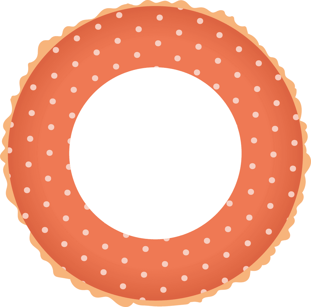 Vibrant Polka Dot Inflatable Swim Ring on Transparent Background