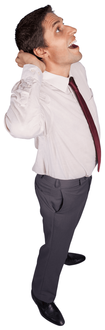 Happy Businessman Looking Up Transparent Background