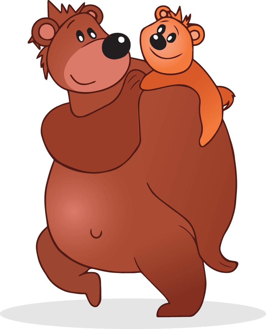 Adorable Brown Bears Together on Transparent Background