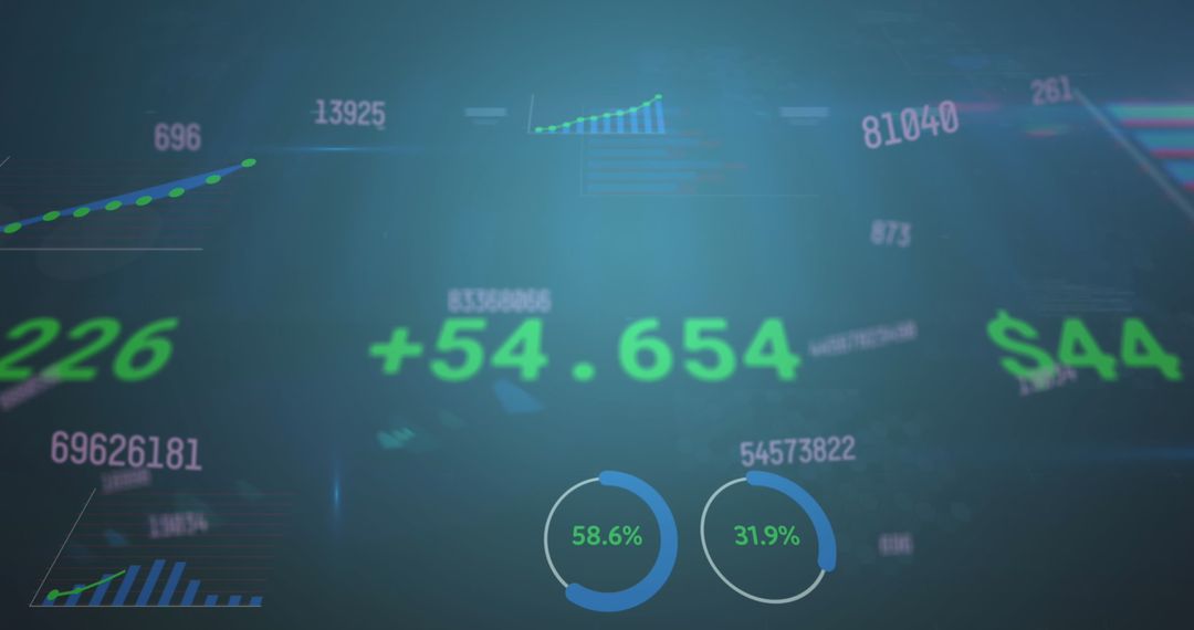Dynamic Stock Market Data Visualization on Blue Background