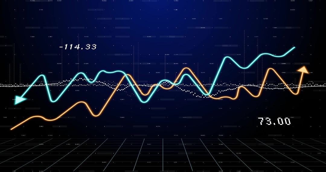 Futuristic Analytics Graph with Cyan-Orange Line Trends