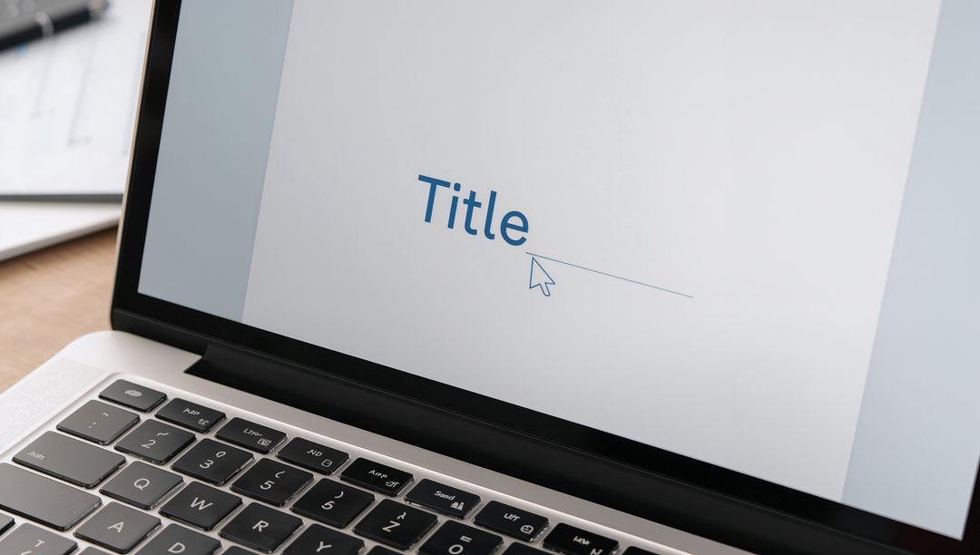 Laptop Displaying Blank Document Template on Wooden Desk