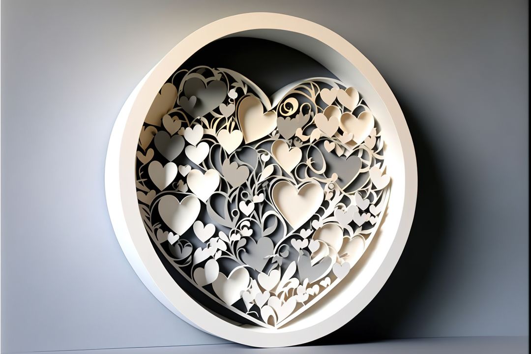 Elegant Paper Heart Art Installation with Intricate Detailing - Free Images, Stock Photos and Pictures on Pikwizard.com