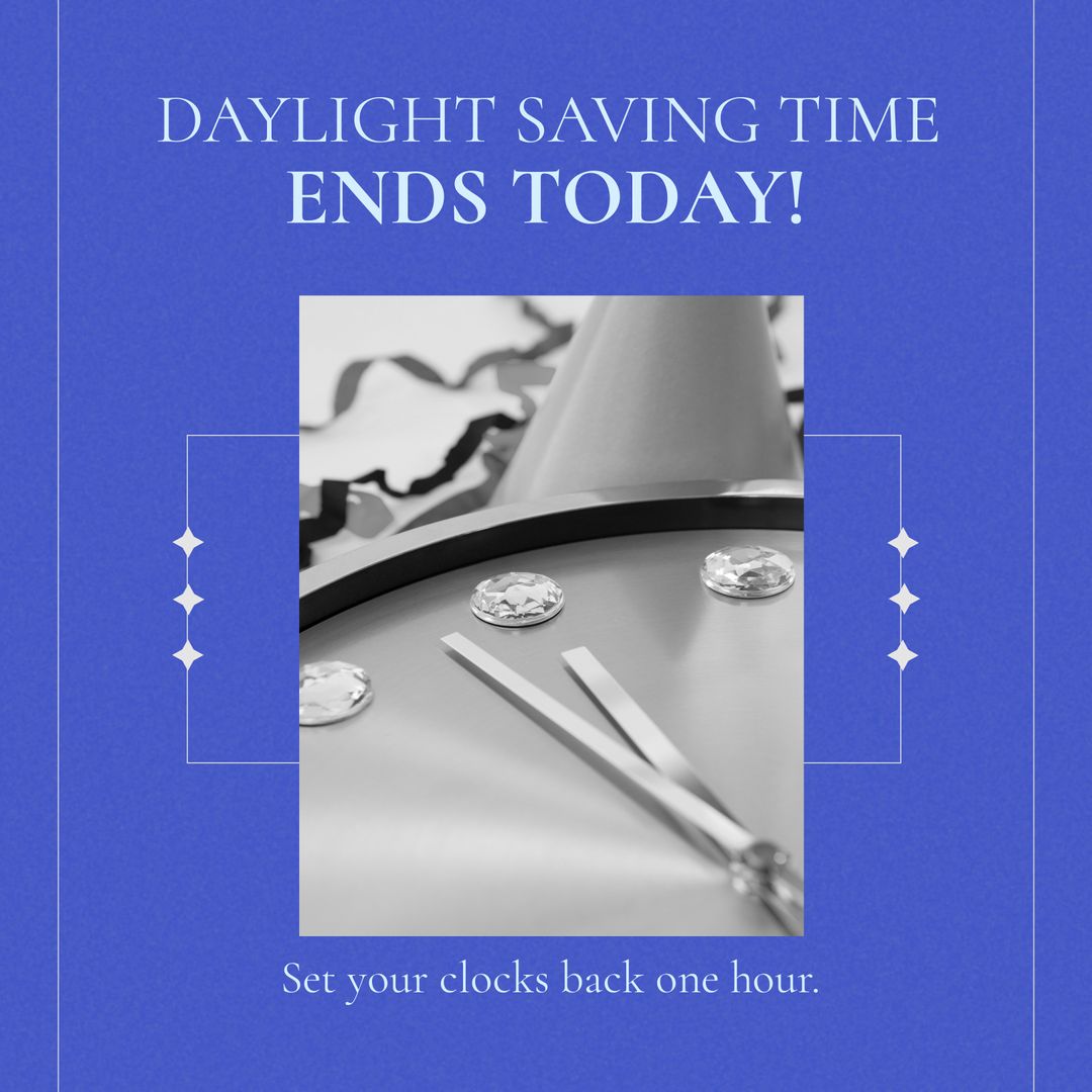 Daylight Saving Time Ends with Clock Image - Download Free Stock Templates Pikwizard.com