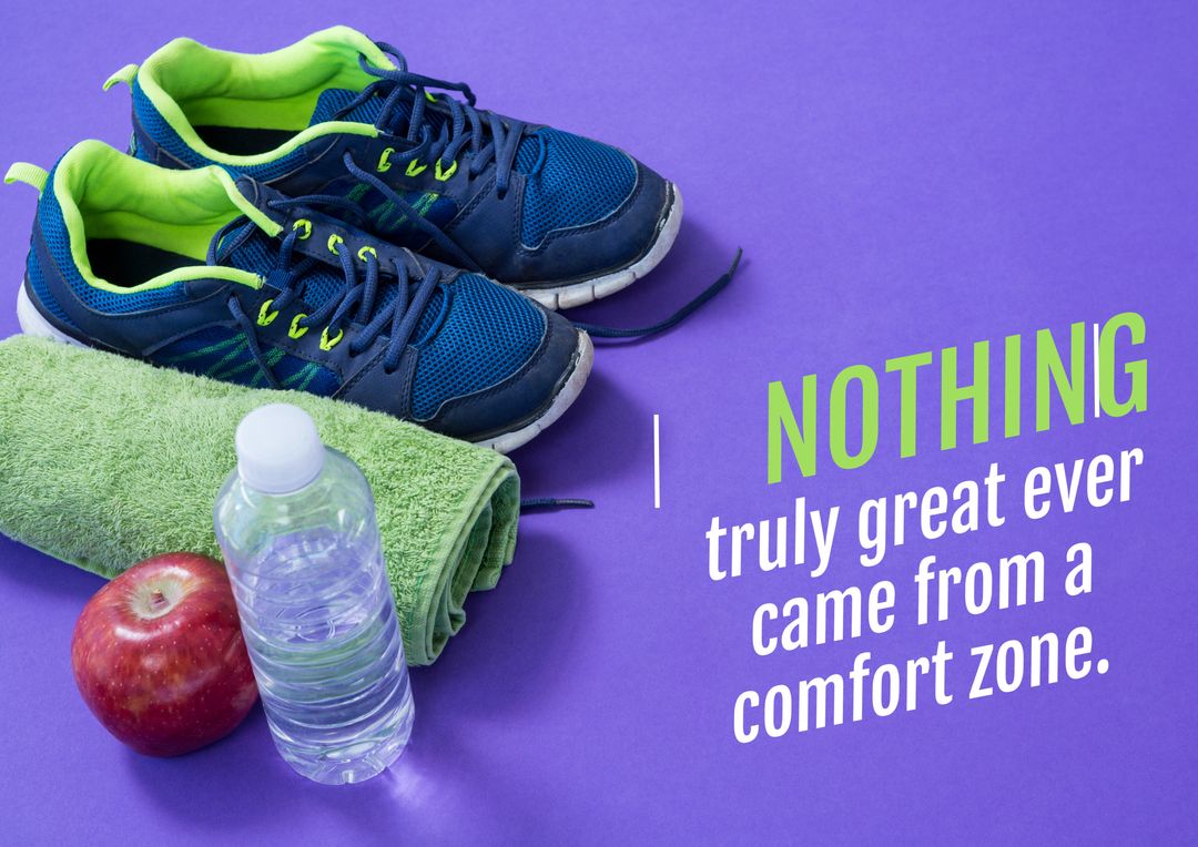 Fitness Motivation with Sneakers and Healthy Essentials