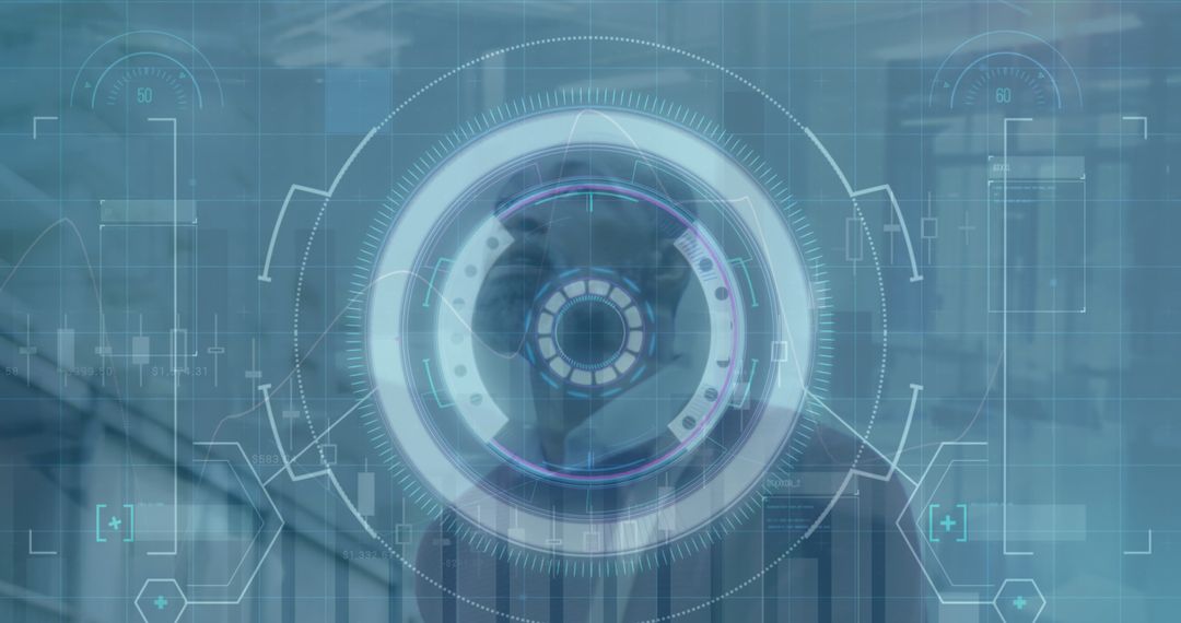 Hi-Tech Data Scan Overlaying Businessman in Corporate Environment