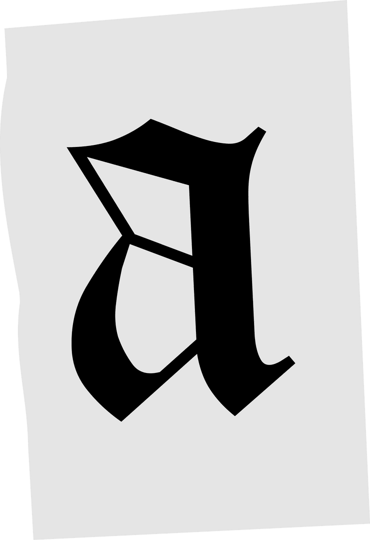 Transparent Gothic Blackletter Glyph on Gray Surface