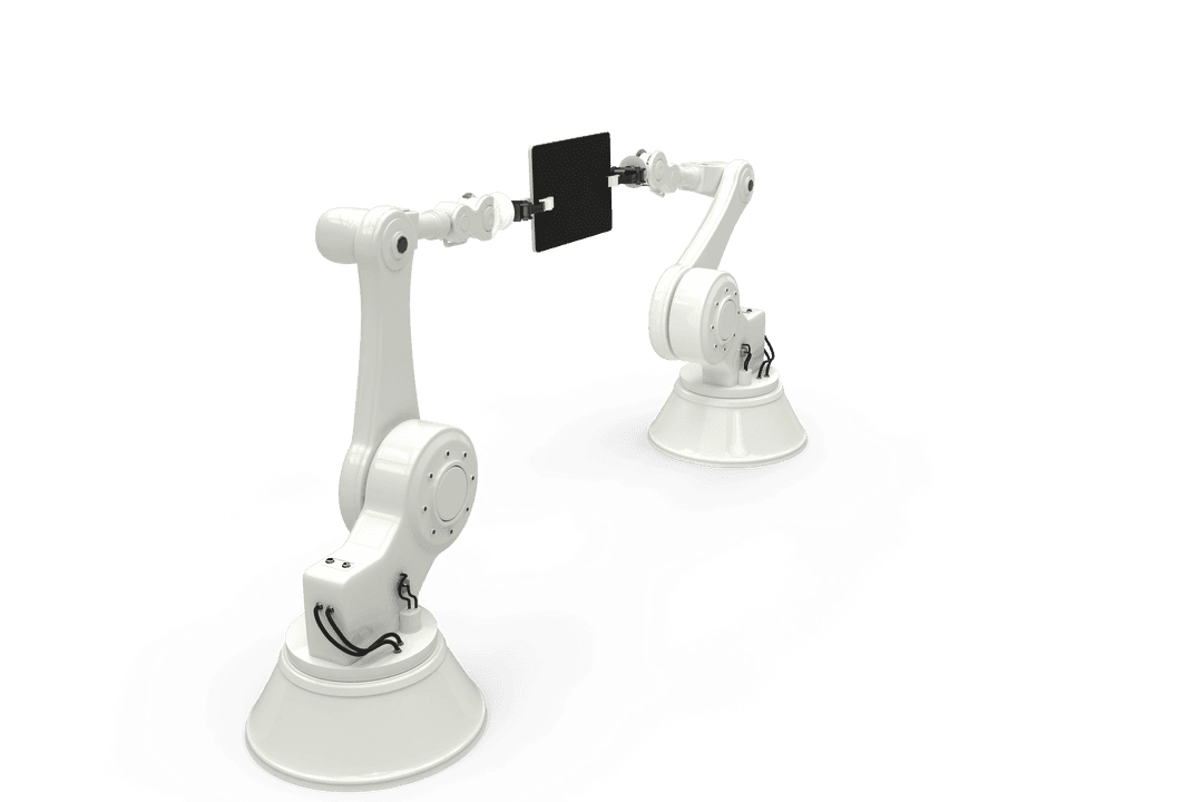 Transparent View of Robotic Arms Holding Smartphone Vector