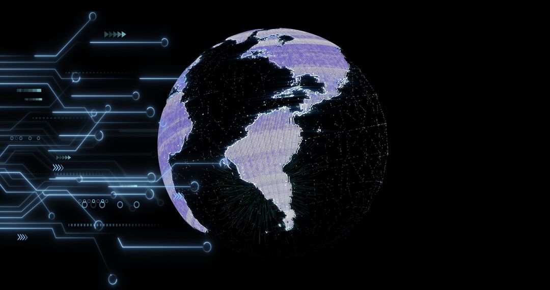 Digital Globe with Circuit Connections Symbolizing Global Data Processing