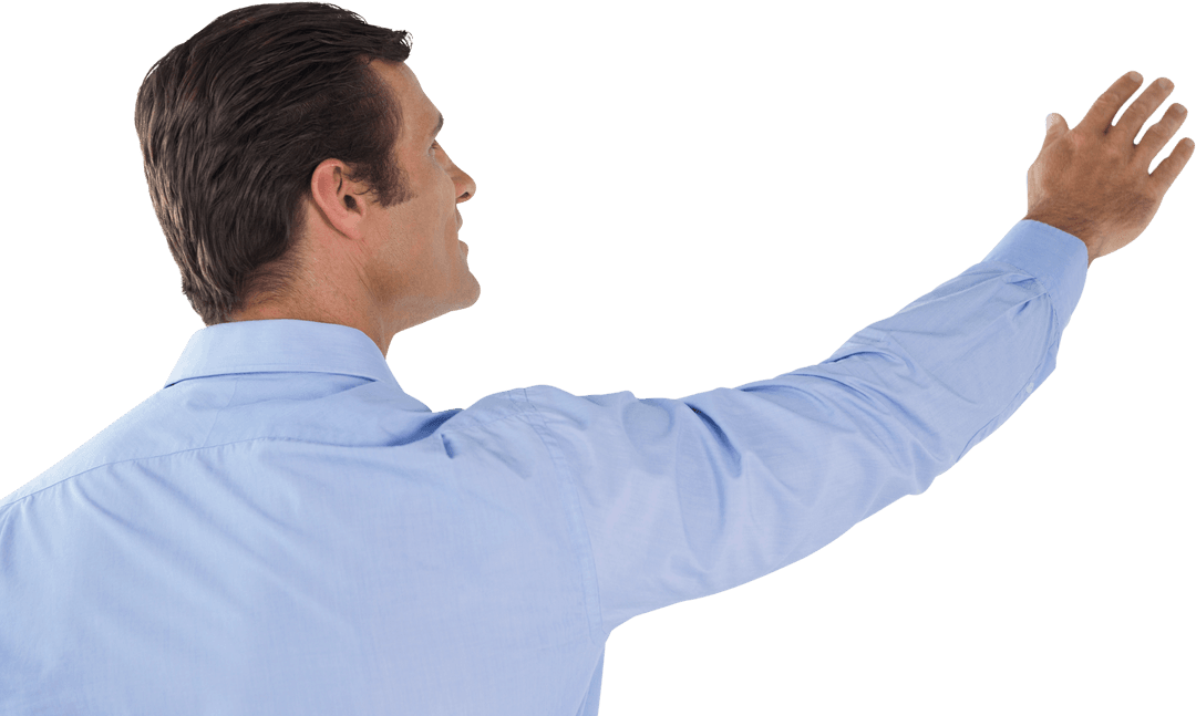 Transparent Background Businessman Interacting with Technology