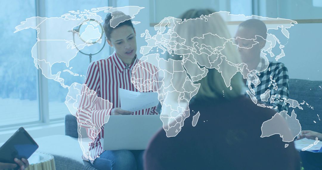 Collaborative Team Meeting with Global Focus Overlay