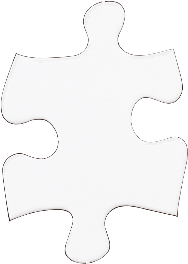 Single White Puzzle Piece on Transparent Background for Design Projects