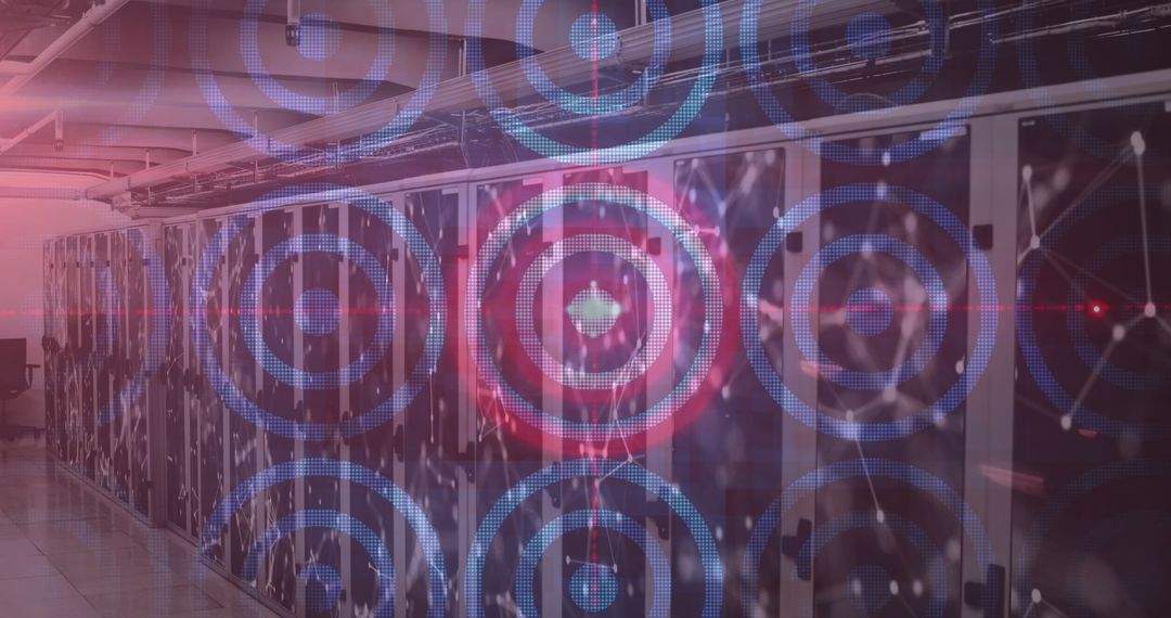 Futuristic Digital Overlay in Empty Data Center