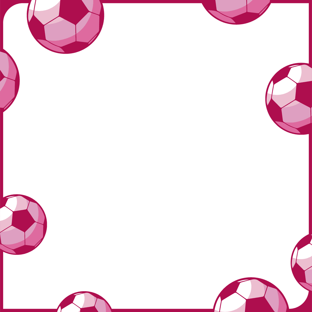 Modern Transparent Frame with Stylized Pink Soccer Balls