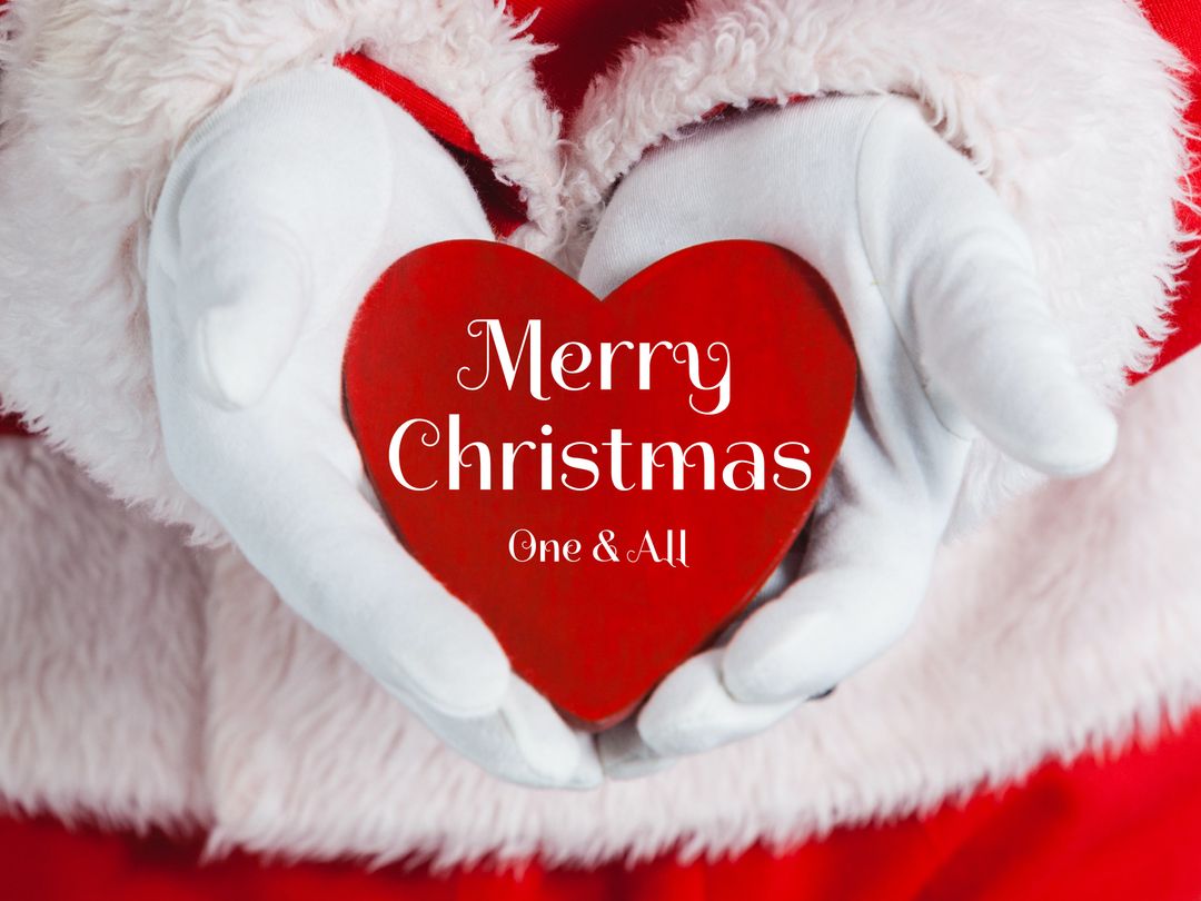 Santa Holding Heart Shaped Merry Christmas Message