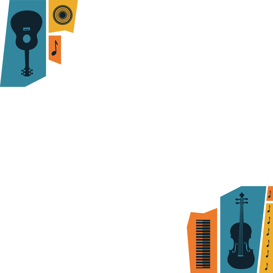 Flat Illustration with Musical Instruments on Transparent Background