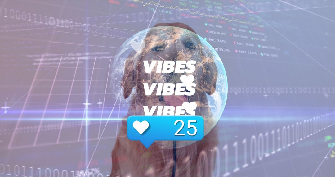 Futuristic Golden Retriever with Digital Globe Interface