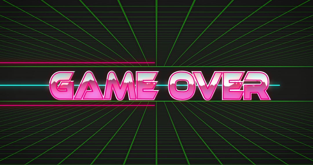Retro Game Over Screen with Neon Pink Text
