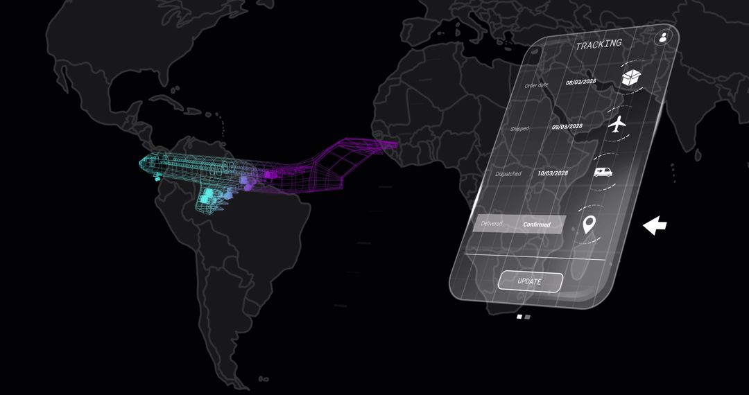 Futuristic Global Shipping Interface with Digital Plane