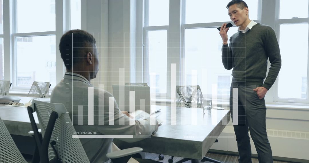 Business Collaboration with Financial Data Analytics in Modern Office