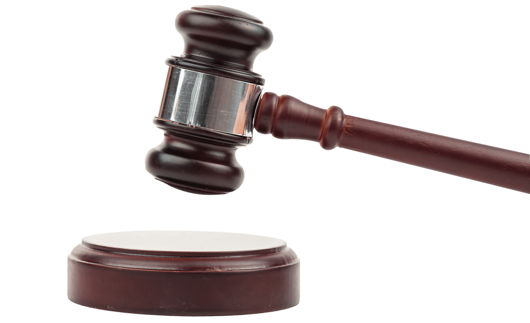 Wooden Judge's Gavel on Transparent Background