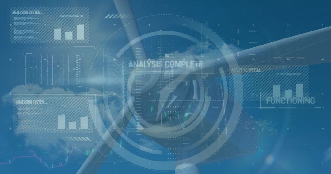 Digital Data Interface on Wind Turbine Background