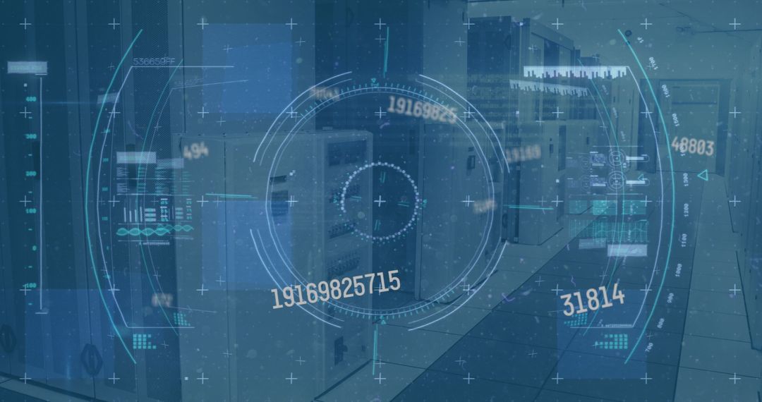 Futuristic Data Analytics Overlay in Modern Office Space