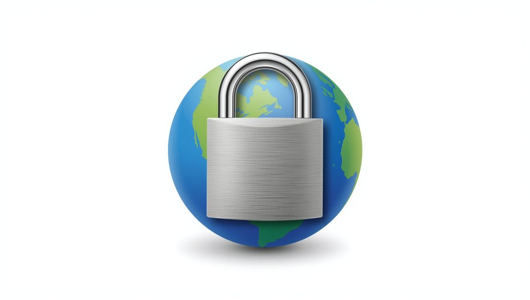 Global Security Concept with Silver Padlock on Earth
