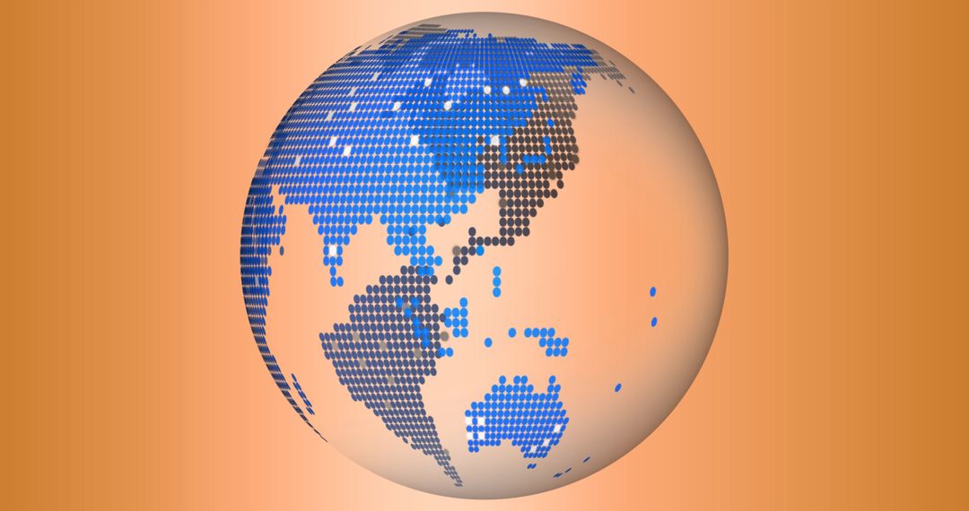 Digital Globe Display on Orange Background Reusing Design Model