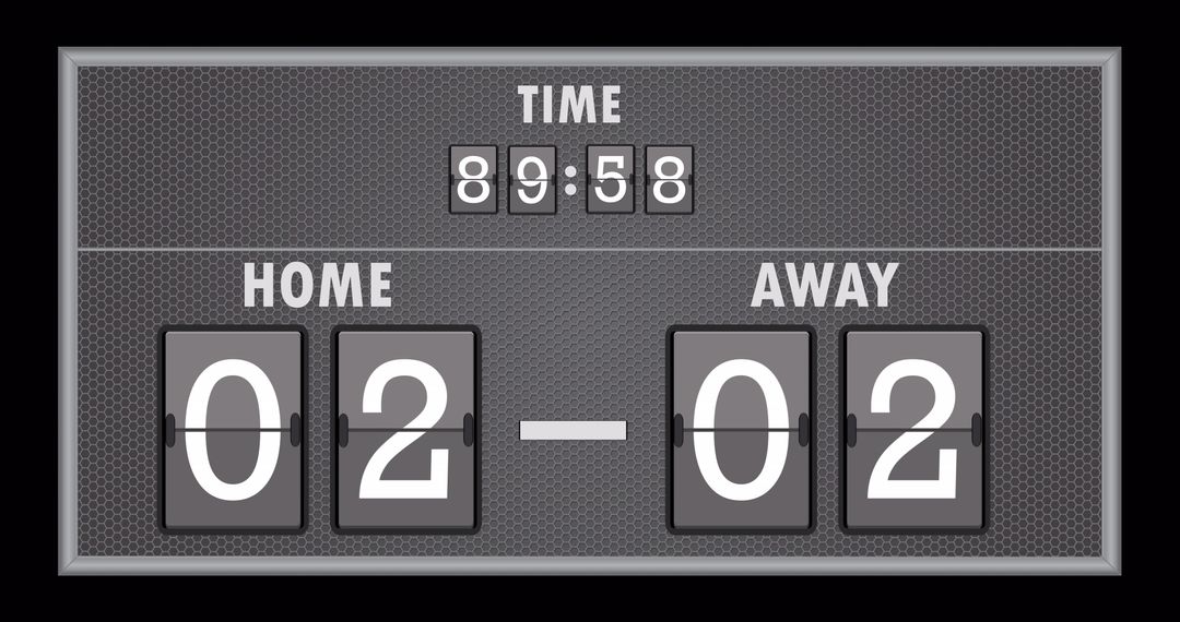 Digital Scoreboard Displaying Tied Match in Last Seconds