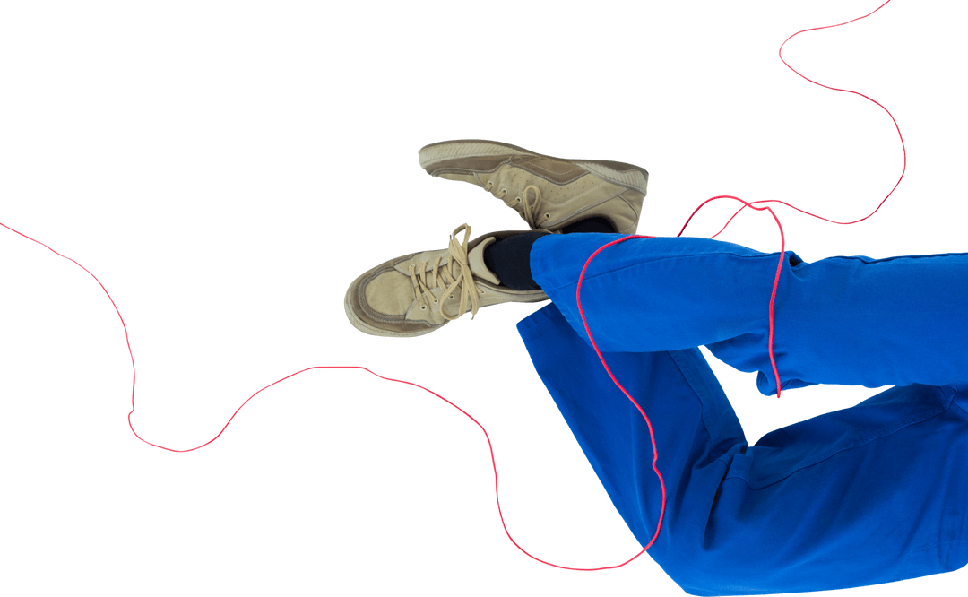 Transparent View Low Section Electrician Wrapped in Red Wire