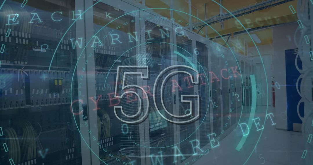 5G Cybertechnology and Data Security Concept in Server Room