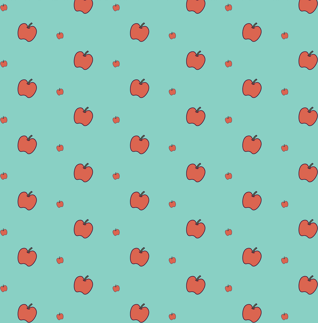 Seamless Apple Pattern on Transparent Blue Background