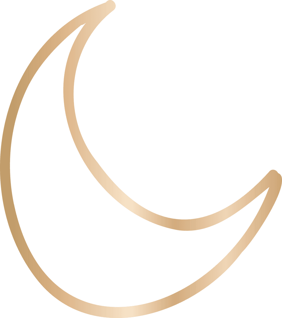 Elegant Gold Crescent Moon Outline on Transparent Background
