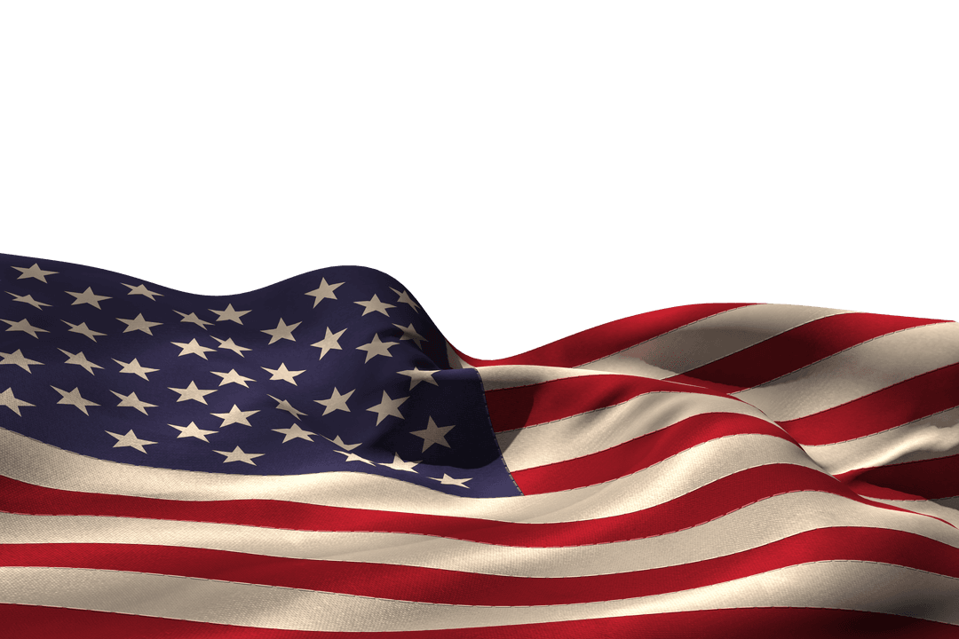 Flowing American Flag on Transparent Background
