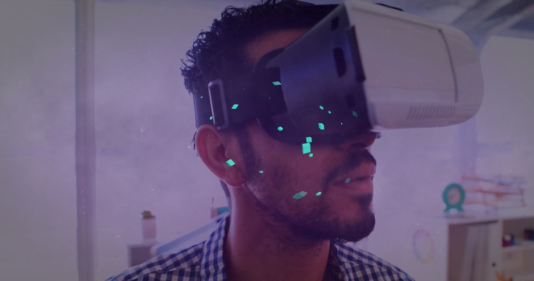 Biracial Businessman Engaging with Virtual Reality