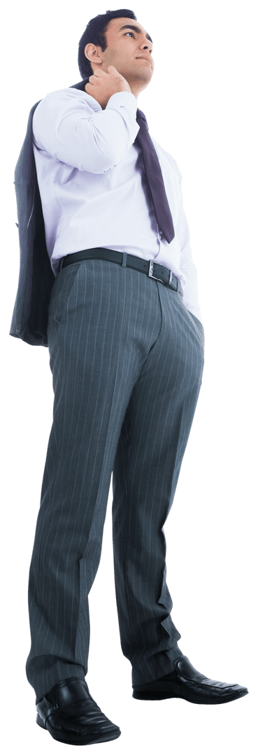 Confident Biracial Businessman in Formal Attire on Transparent
