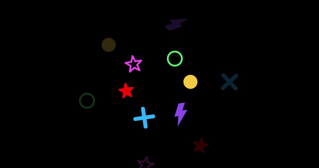 Colorful Geometric Shapes on Abstract Black