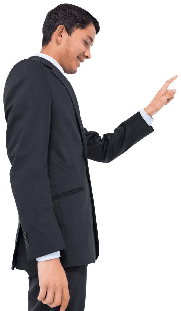Transparent Businessman Waving Gesture on White Background