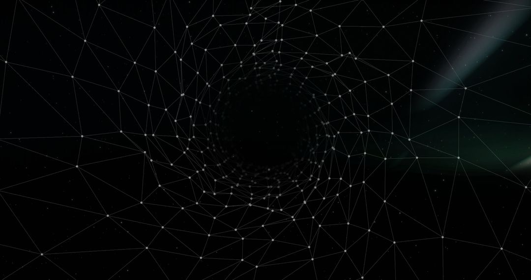 Futuristic Digital Mesh Network Forms Space Vortex