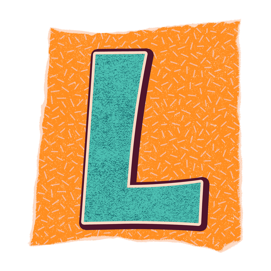 Stylized Letter L with Vibrant Design on Transparent Background