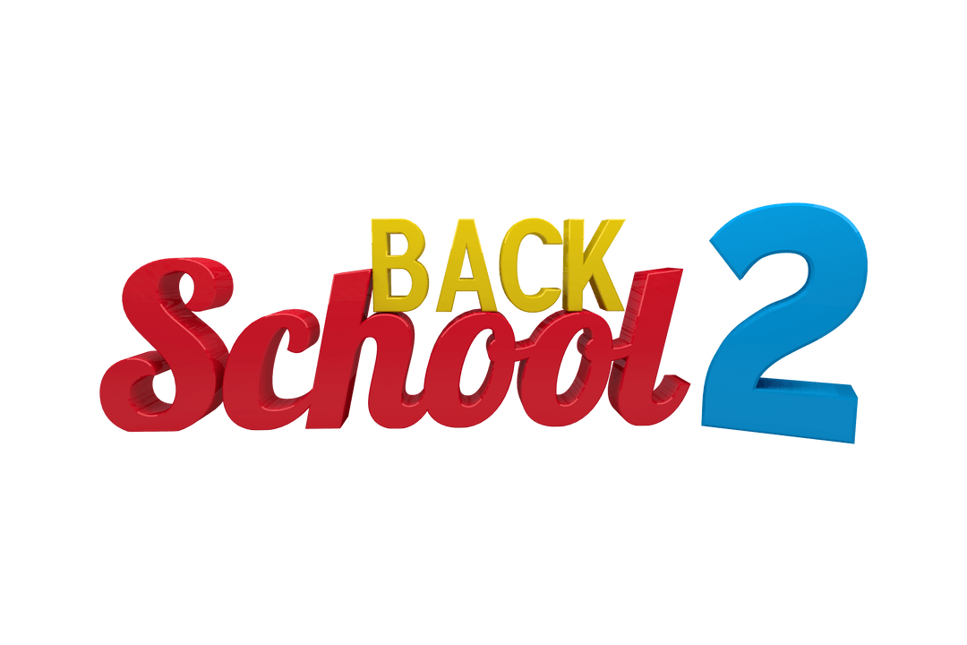 3D Text Back to School Graphic with Transparent Background