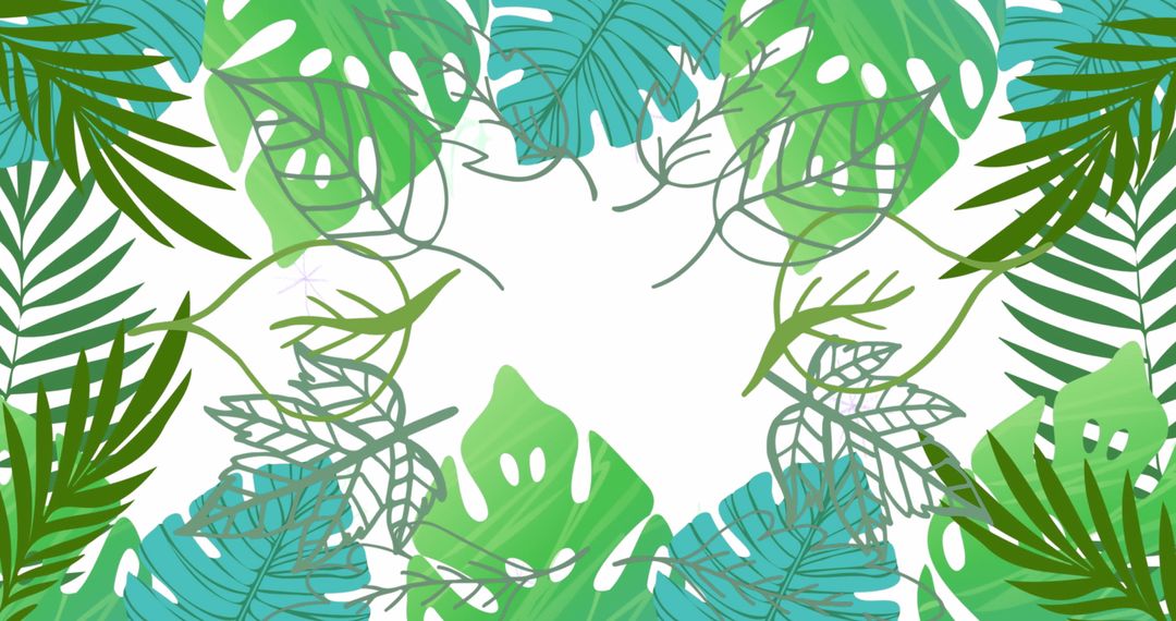 Tropical Leaf Pattern with Digital Overlay Effect