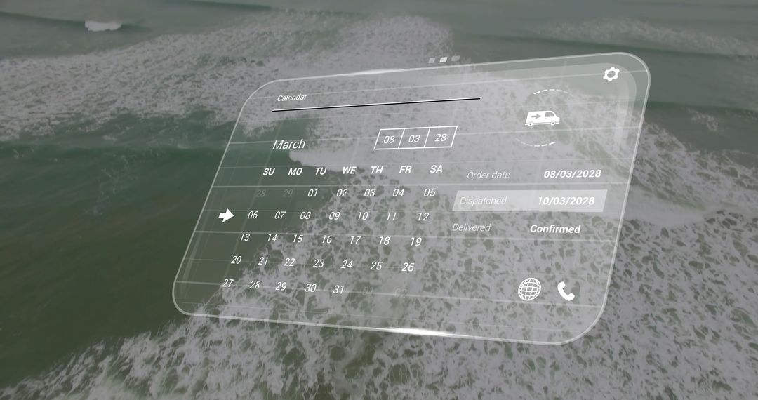 Virtual Calendar Interface Over Ocean Waves