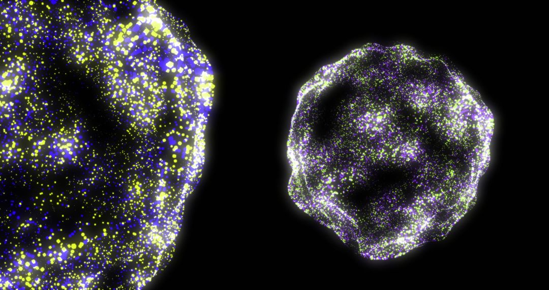 Abstract Digital Data Spheres Glowing on Black Background