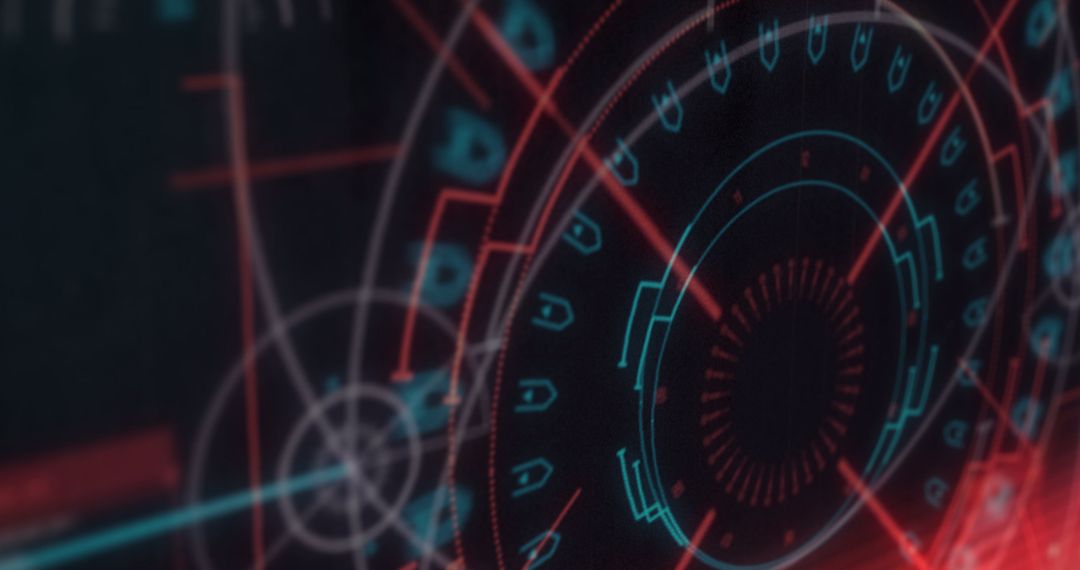 Abstract Neon Digital Radar with Futuristic Glitch Effects