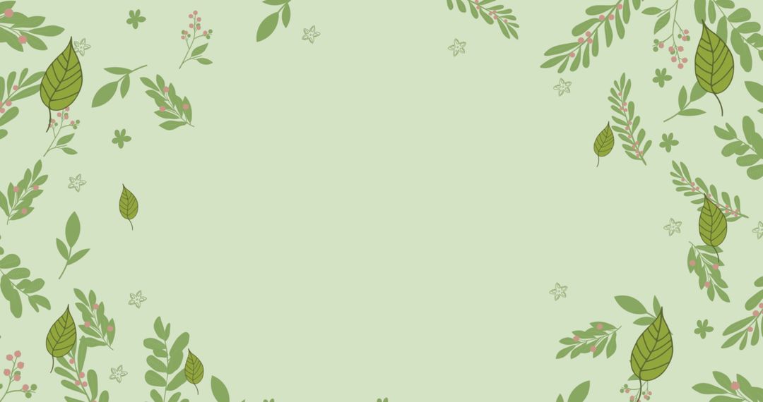 Nature Inspired Green Leaf Border on Light Background