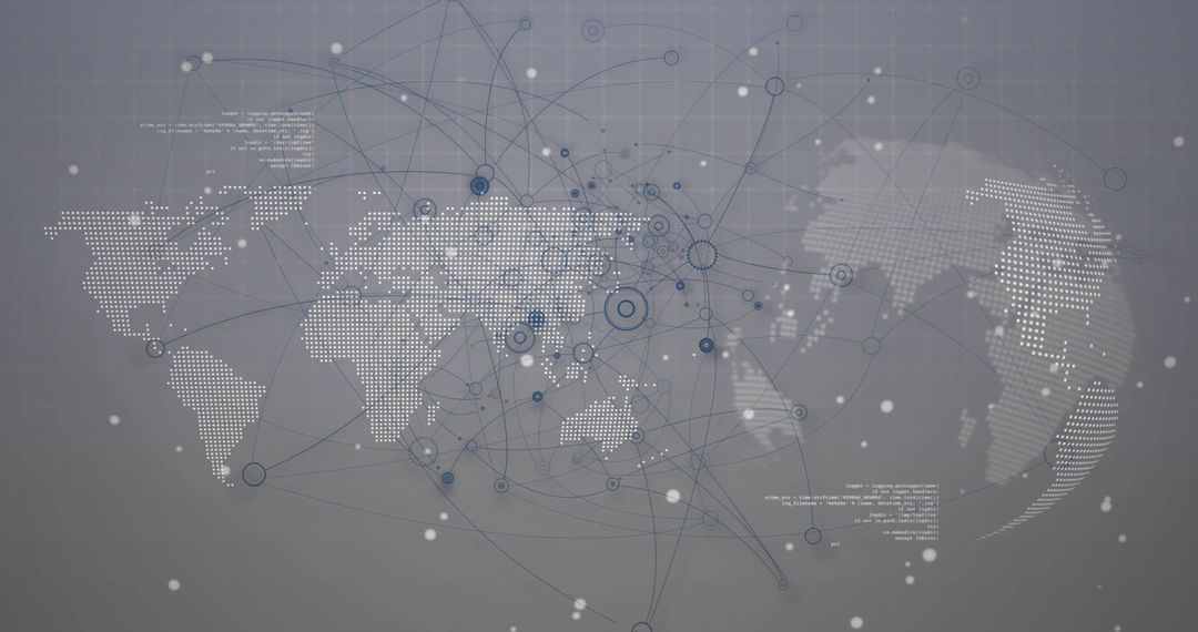 Global Network Connections Over Stylized World Map
