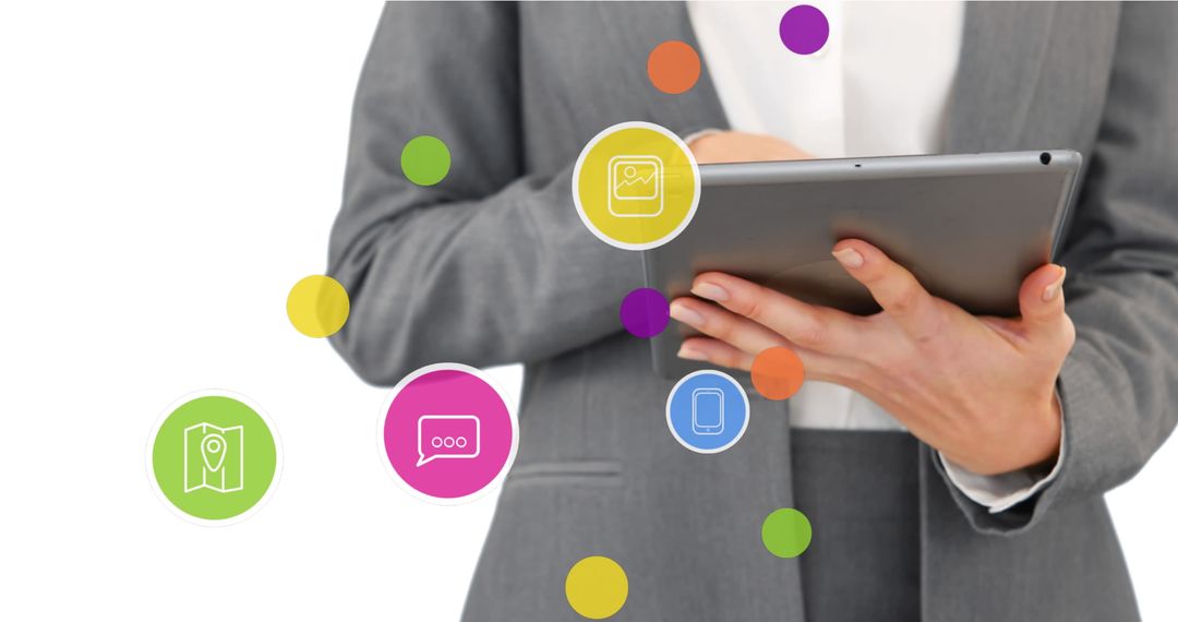 Businesswoman Engaging with Digital Communication Interface