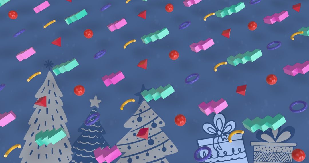 Abstract Colorful Shapes with Christmas Elements Background